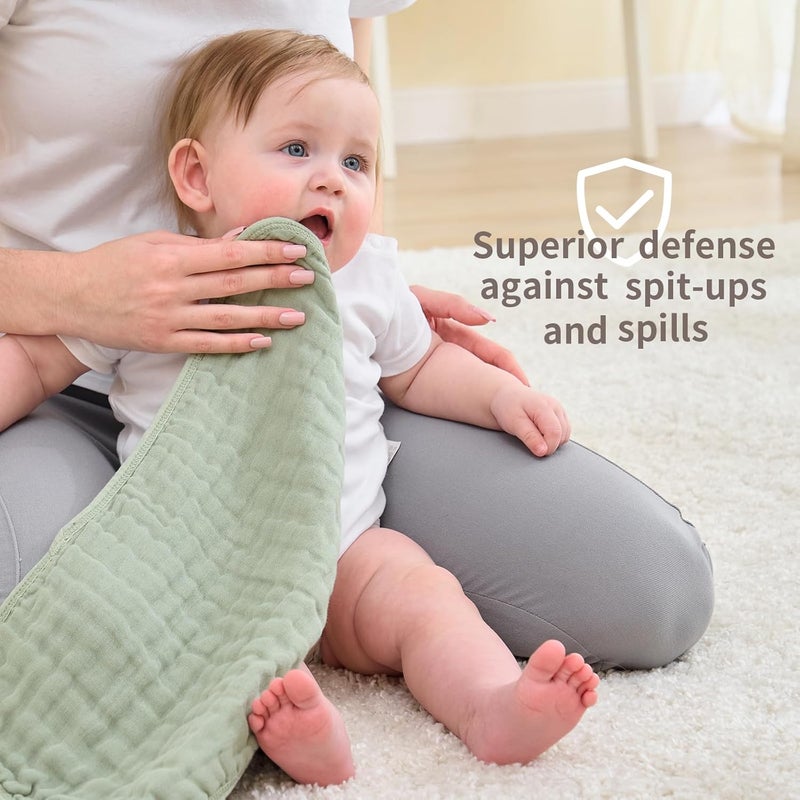 Fhealkid Muslin Burp Cloths Sets Newborn Baby Boy Essentials Must Haves 100% Cotton 10 Pack 22" X 10",6-Layer Baby Bibs & Burp Cloths for Baby Drool and Messes - Soft, Safe & Gentle for Boys & Girls Multi - Image 5